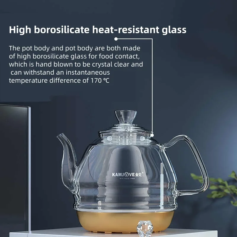 220V Electric Kettles for Tea Brewing with Automatic Water Filling,0.8L Glass Kettle 7-stage Constant Temperature 3