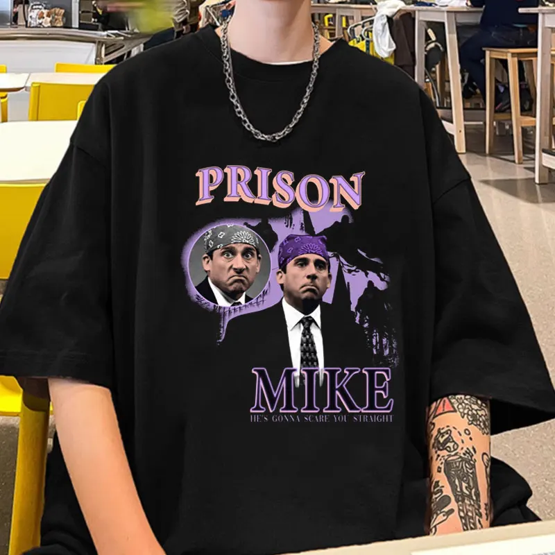 

Funny Prison Mike Michael Scott Homage The Office T-shirt 90's Vintage Oversized Cotton T Shirts Short Sleeve Men Women Tees
