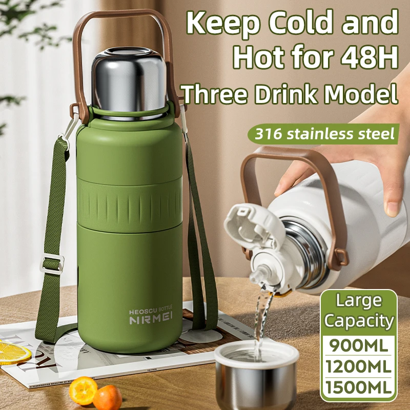 Stainless Steel Thermos Bottle Outdoor Portable Thermal Water Bottle with Carry Sleeve Large Capacity Vacuum Insulated Bottles sports water bottle sports bottle water bottle stainless steel water bottle tea water bottle