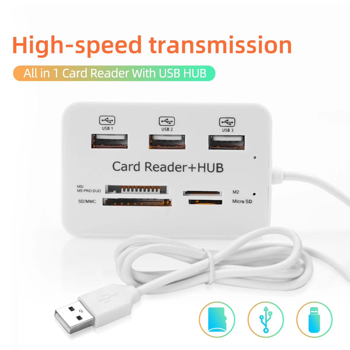 7 in 1 USB HUB Card Reader High Speed with MS/SD/M2/TF Multi USB Splitter Adapter For Macbook PC Laptop Computer Accessories