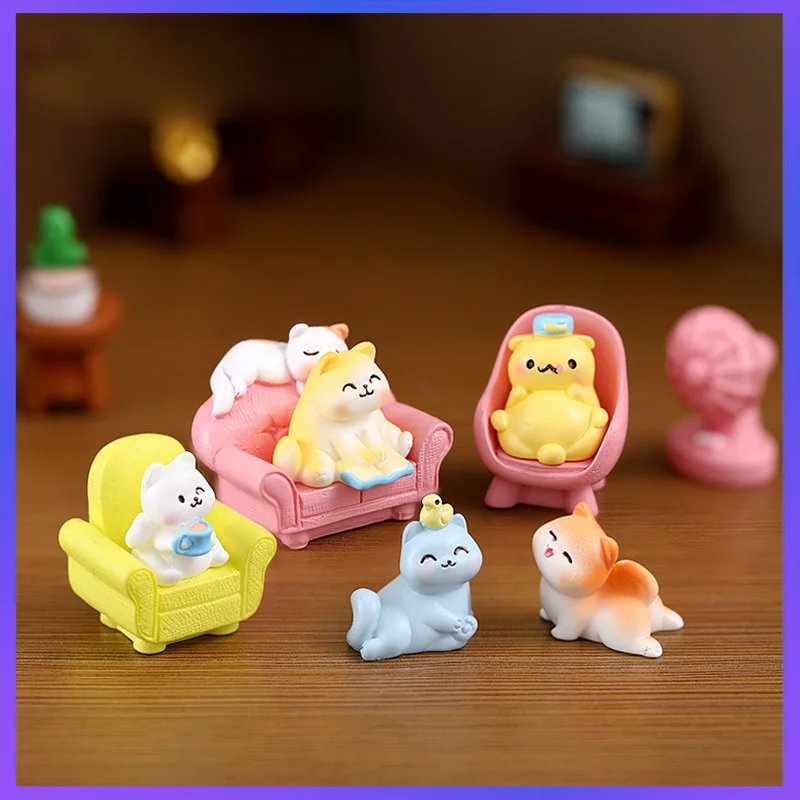 Miniatures Model Cute Ornament Home Car Decoration Figurines Crafts Toys Resin Mini Landscape Home Accessories Supplies Gifts