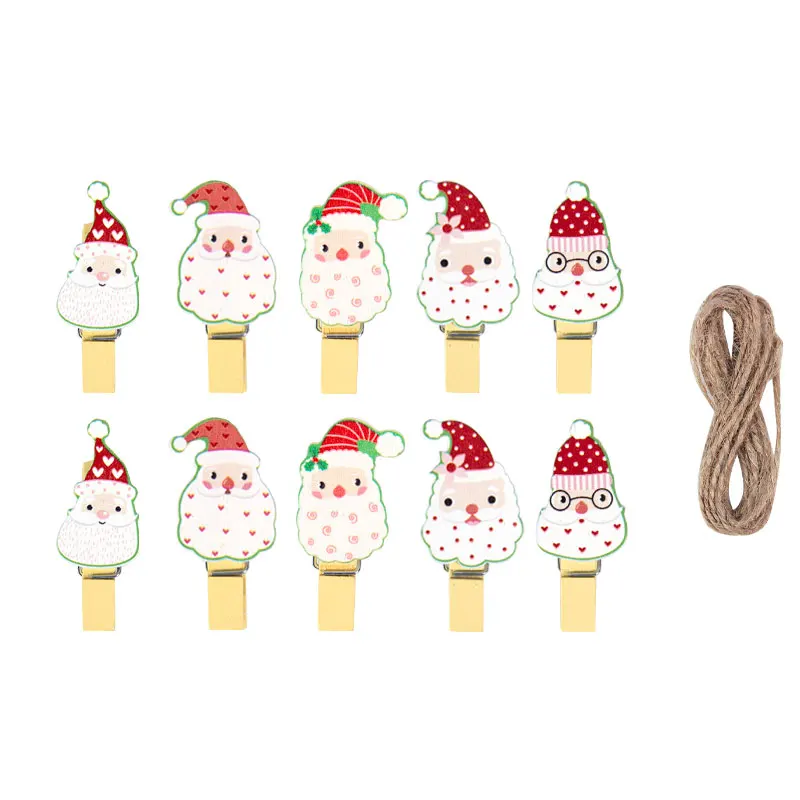 thumbnail image 1 of 10/20 piezas de pinzas de madera para Navidad, pinzas para la ropa con forma de árbol de Navidad, copos de nieve, alce y Papá Noel, pinzas para fotos para colgar en casa, escuela, manualidades de arte, 1 of 5