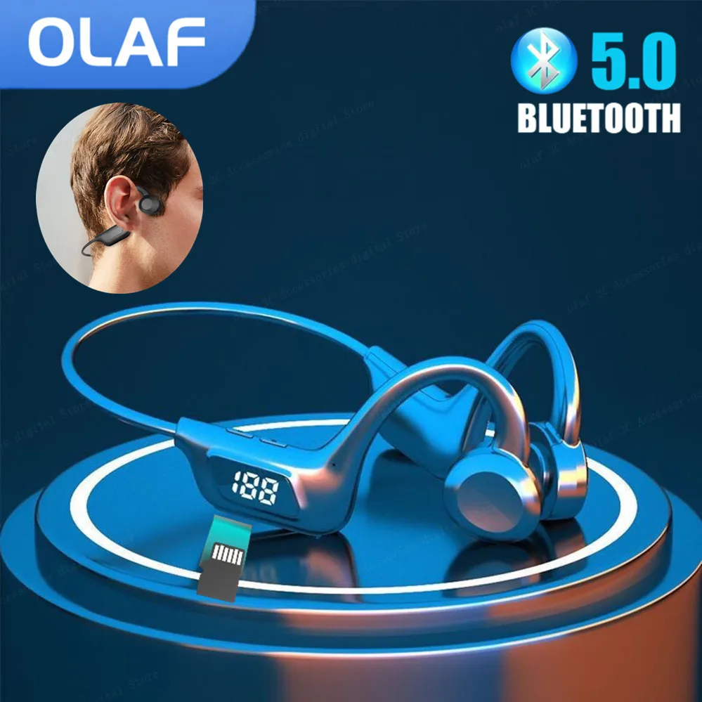 Olaf Non In-Ear Auricolare A Conduzione Ossea Cuffie Wireless Auricolari Vivavoce Blutooth Mic Power Display Support Tf Card