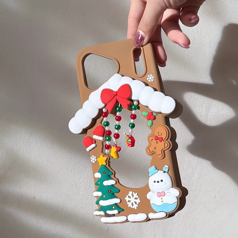 3D Cartoon Christmas Snowman Shockproof Silicone Phone Case