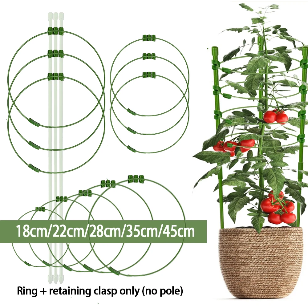 Klatki pomidorowe dla narzędzie ogrodowe z pierścieniami regulowane podparcie 4/8 i klipsami roślinnymi klatka podtrzymujące rośliny (bez pierścienia tylko na słup)