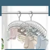 New Curved Stainless Steel Hanger Windproof Space Saving Multi Clip Hanger Flat Strip Silver Balcony Clothes Hanger Home 1