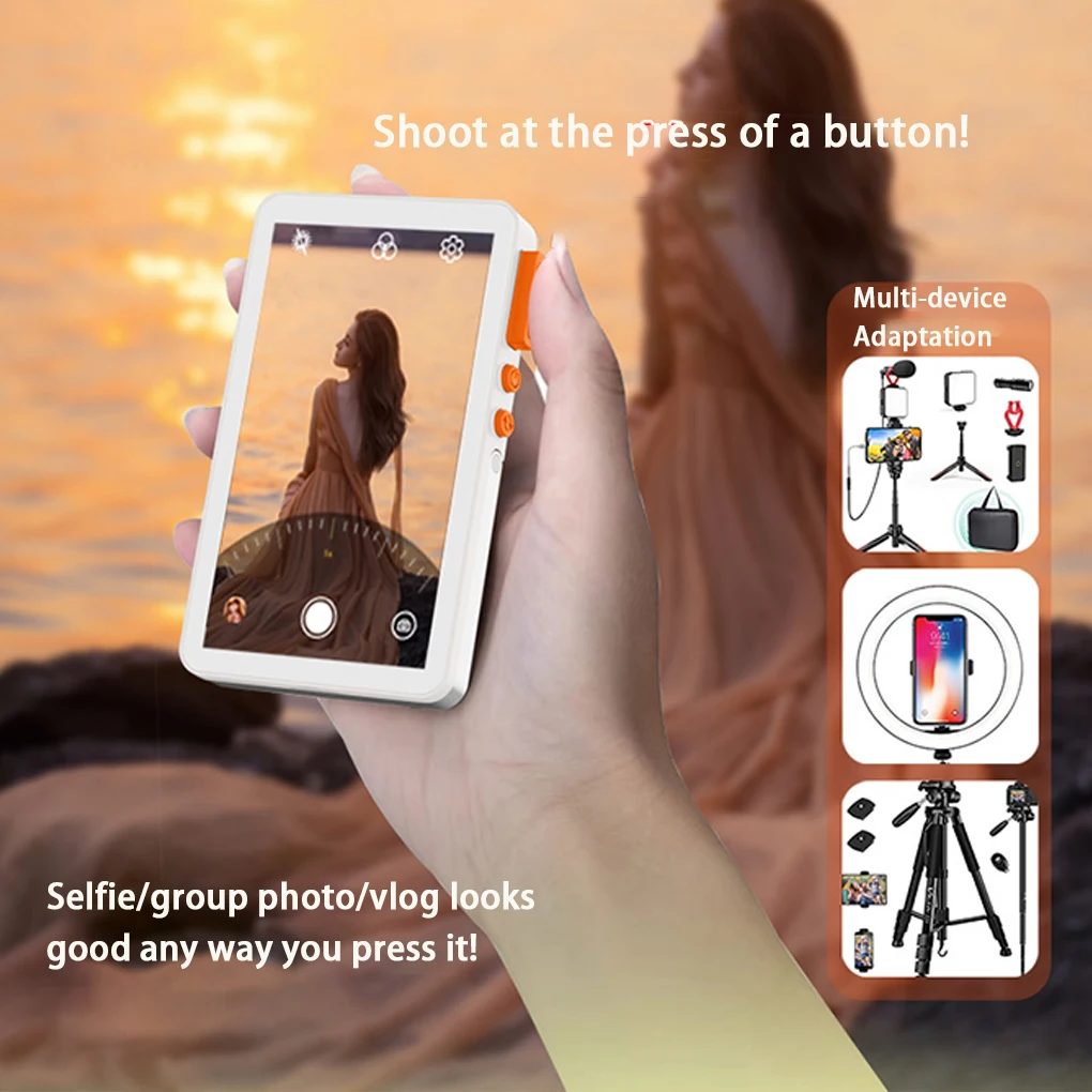 Wireless Magnetic Phone Selfie Monitor Screen for Smartphone Rear Camera Selfie Vlog Live Stream with Sound and Adjustable Focus