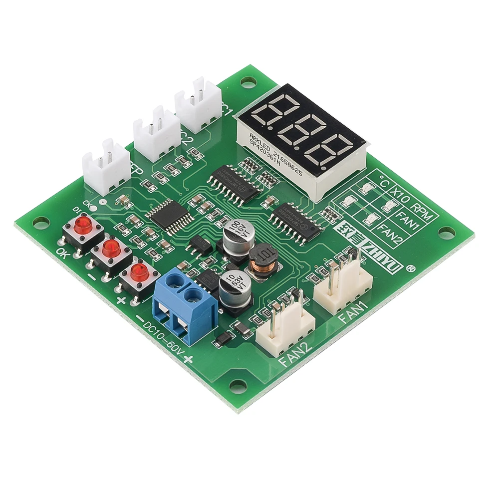 Canais dc 12v 24v 48v Fio Pwm Motor Ventilador Controlador de Velocidade Display Digital Regulador Controle Temperatura Apoio ec Ebm Ventilador 2