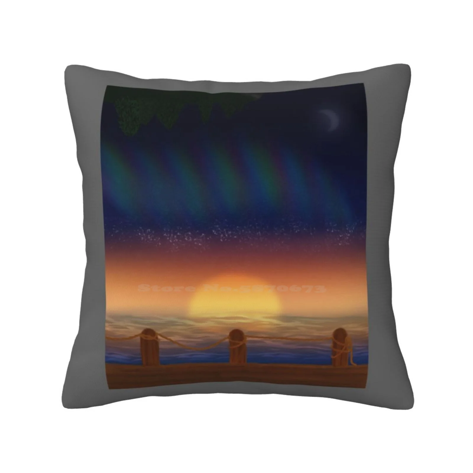 Worlds Apart Pillow Cover Hug Federa Sunset Sunrise Aurora Borealis Luci Del Nord Ocean Split Sky