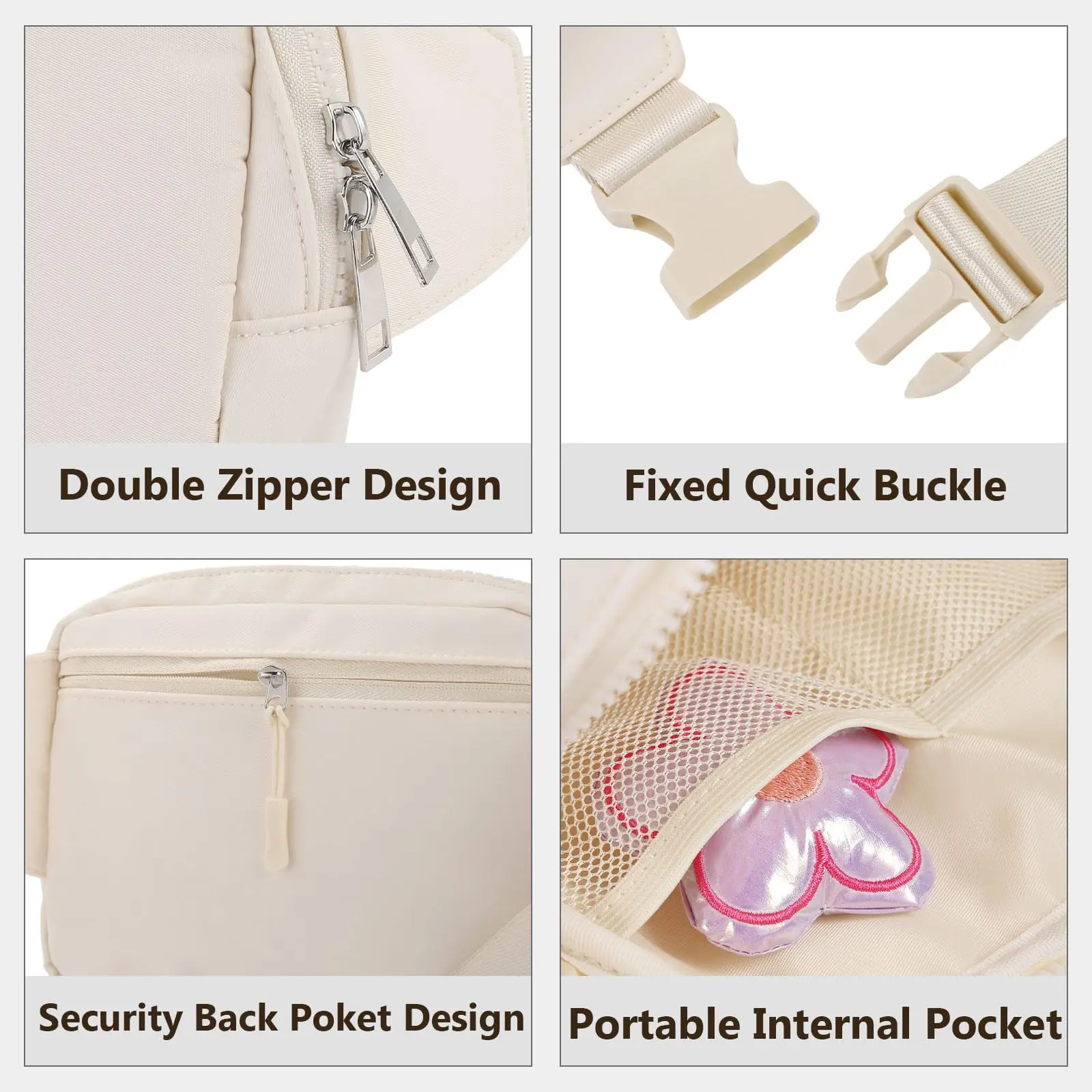 2L Belt Bag for Women Fanny Pack Cross Bags for Women Everywhere Belt Bag Fashion Waist Packs with Adjustable Strap