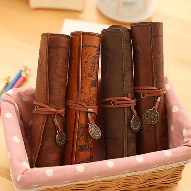 

Оптовая продажа, искусственная карта с сокровищами, канцелярские товары, рулон, карандаш большой емкости, мягкие кожаные футляры для ручек, чехол