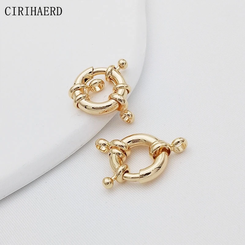 DIY 쥬얼리 액세서리, 스티어링 휠 스프링 걸쇠, 14K 골드/로듐 라운드 버클, 팔찌 목걸이 연결 걸쇠