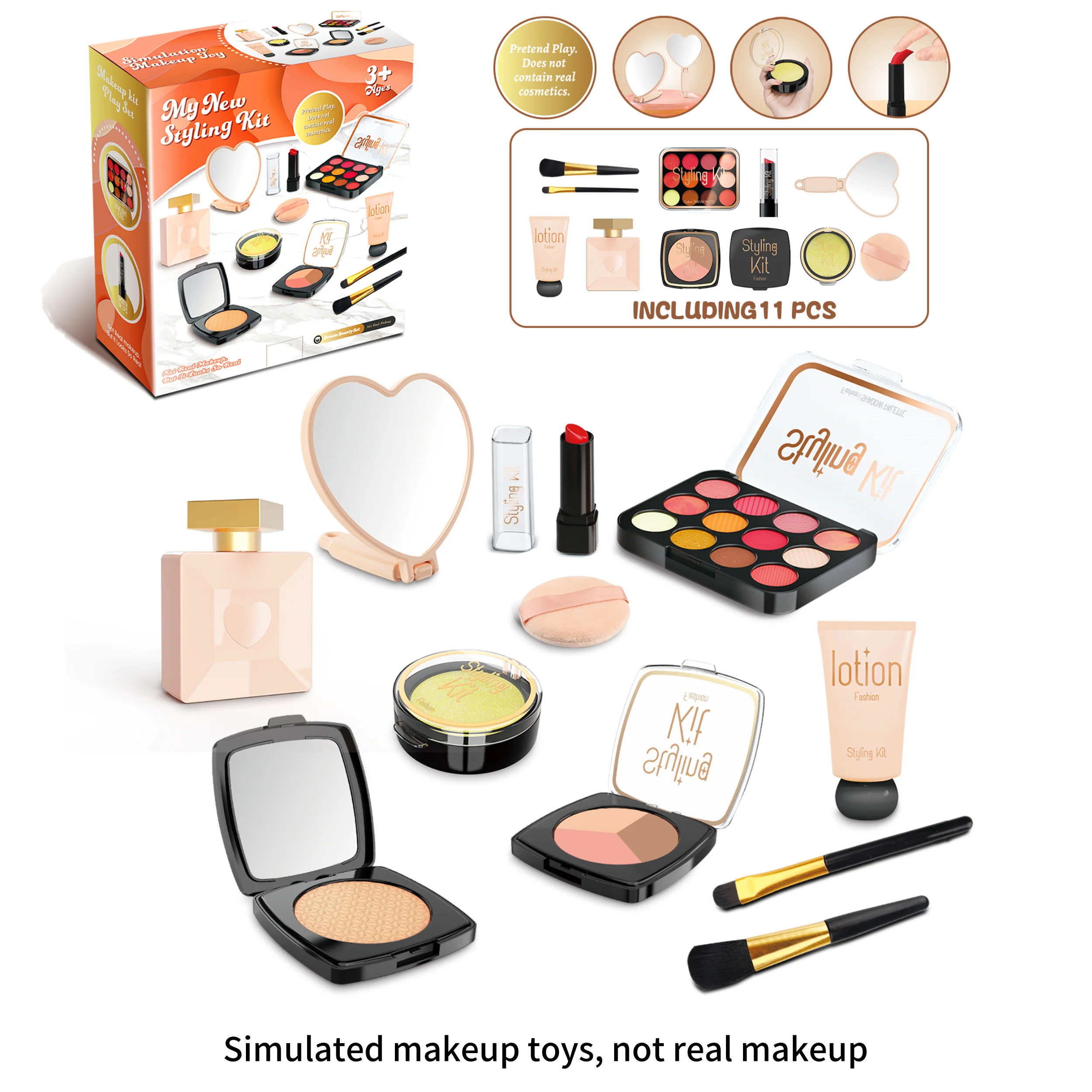 Play Makeup Toy Model-Lipstick and Eyeshadow Kit, Girl Princess Makeup Set，Birthday Gift, Pretend Play, Can't Really