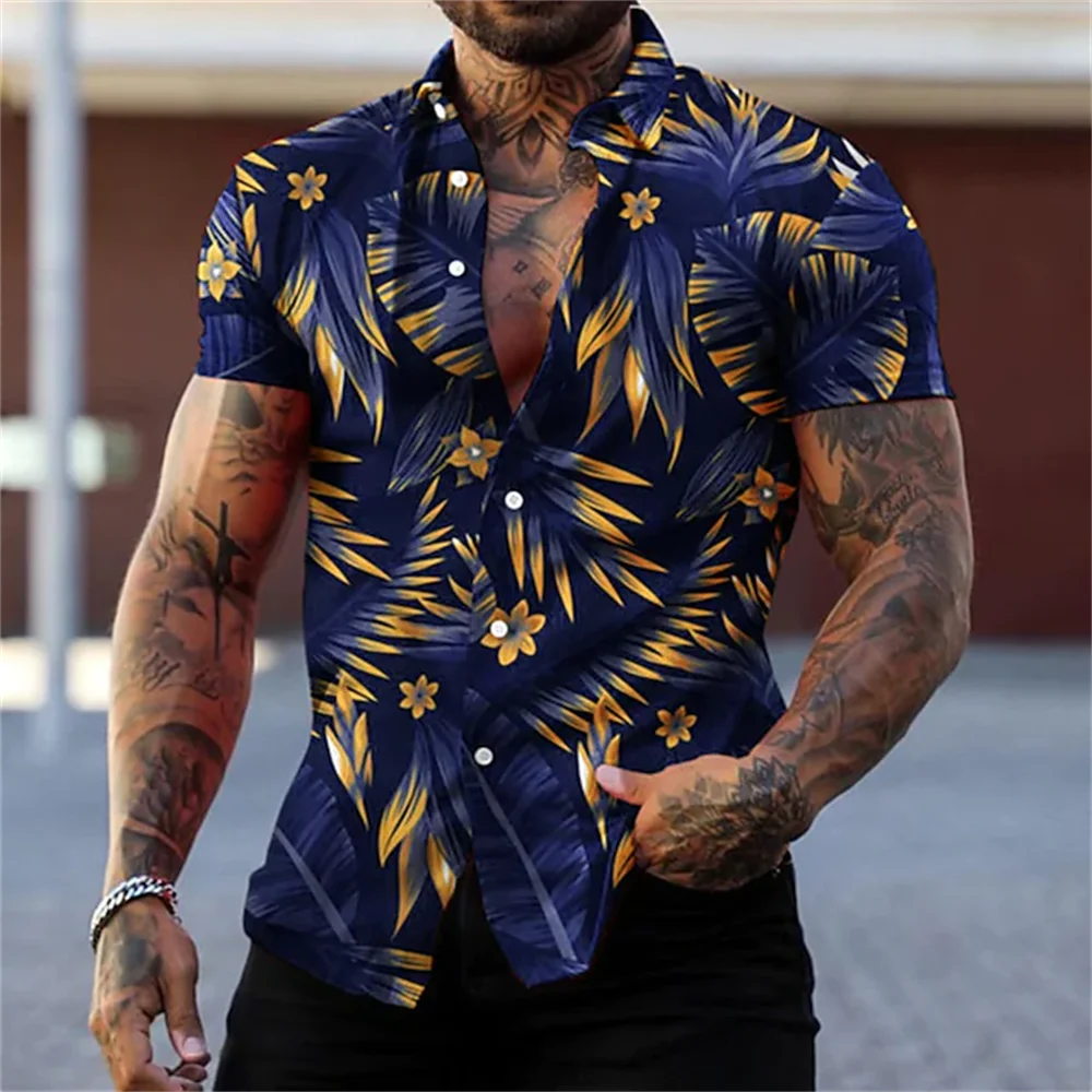 Hawaiian Shirt For Men 3D Print Short Sleeve Summer Oversized
