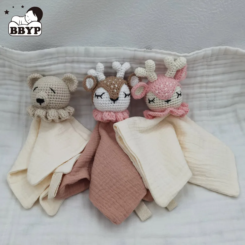 Baby Soother Placare Asciugamano Bavaglino Soft Elk Bear Elephant Sleeping Doll Massaggiagengive Neonati Comfort Sleeping Infermieristica Coperta Cocc