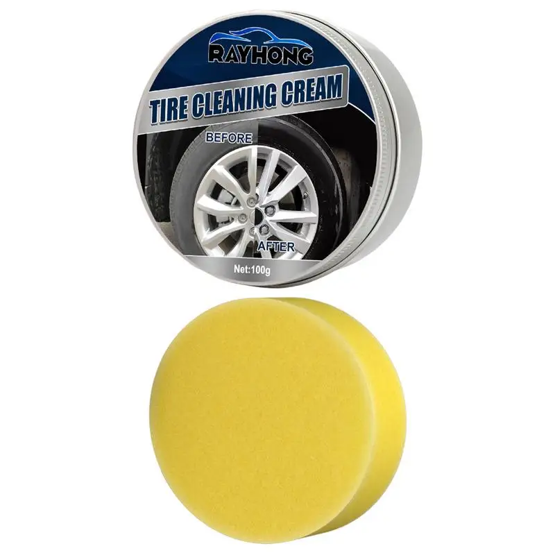 Car Wheel Tire Cleaner Tire Dressing Cleaning Paste With Sponge