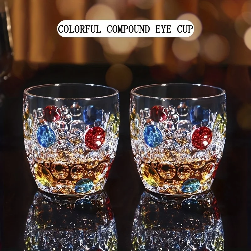 300ml Colorful Bubble Pattern Embossed Glass Cup Perfect for Whisky Water and Summer Winter Drinks Drinking Glasses Gift double wall glass cup 1pc