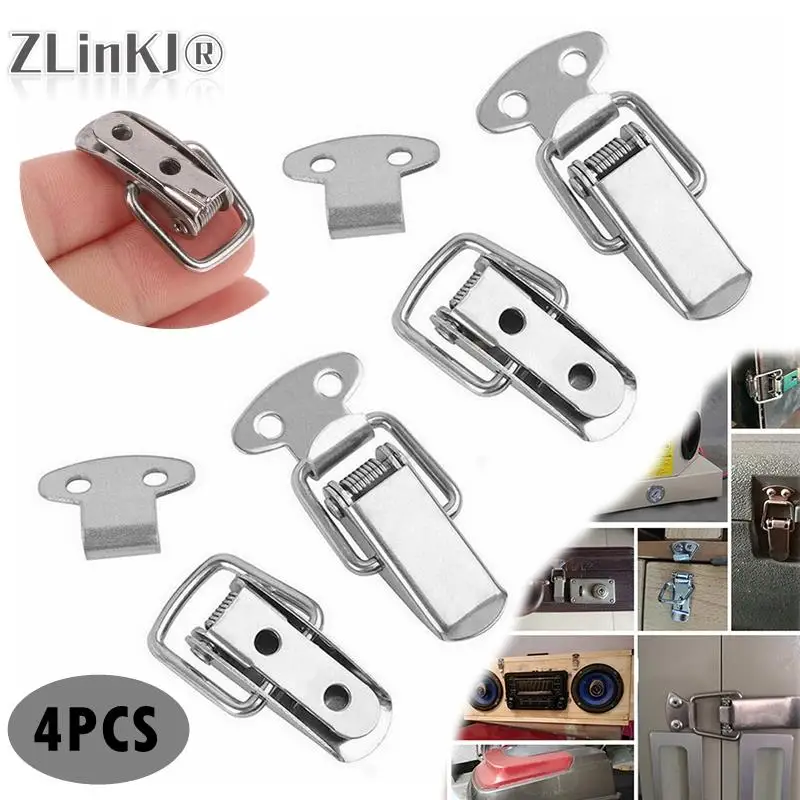 Stainless Steel Cabinet Boxes Spring Loaded Latch Catch Toggle Clamp Hasp Mini Lock 4pcs/2pcs for Chest Box Gift Suitcase Case toggle latches,decorative latches,furniture hardware
