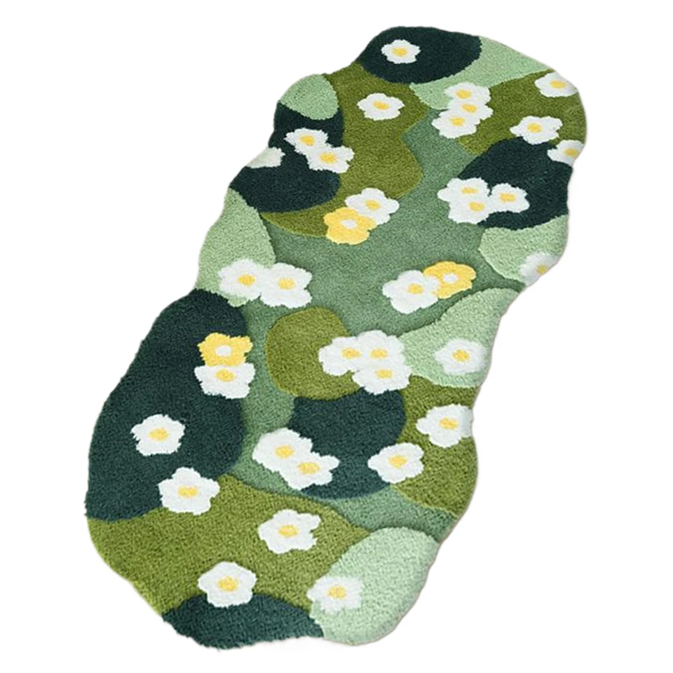 Nordic Fluffy Moss Green Forest Floor Mat