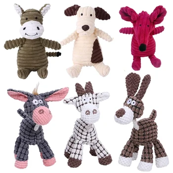 Corduroy Plush Animals Shape Dog Toy 1