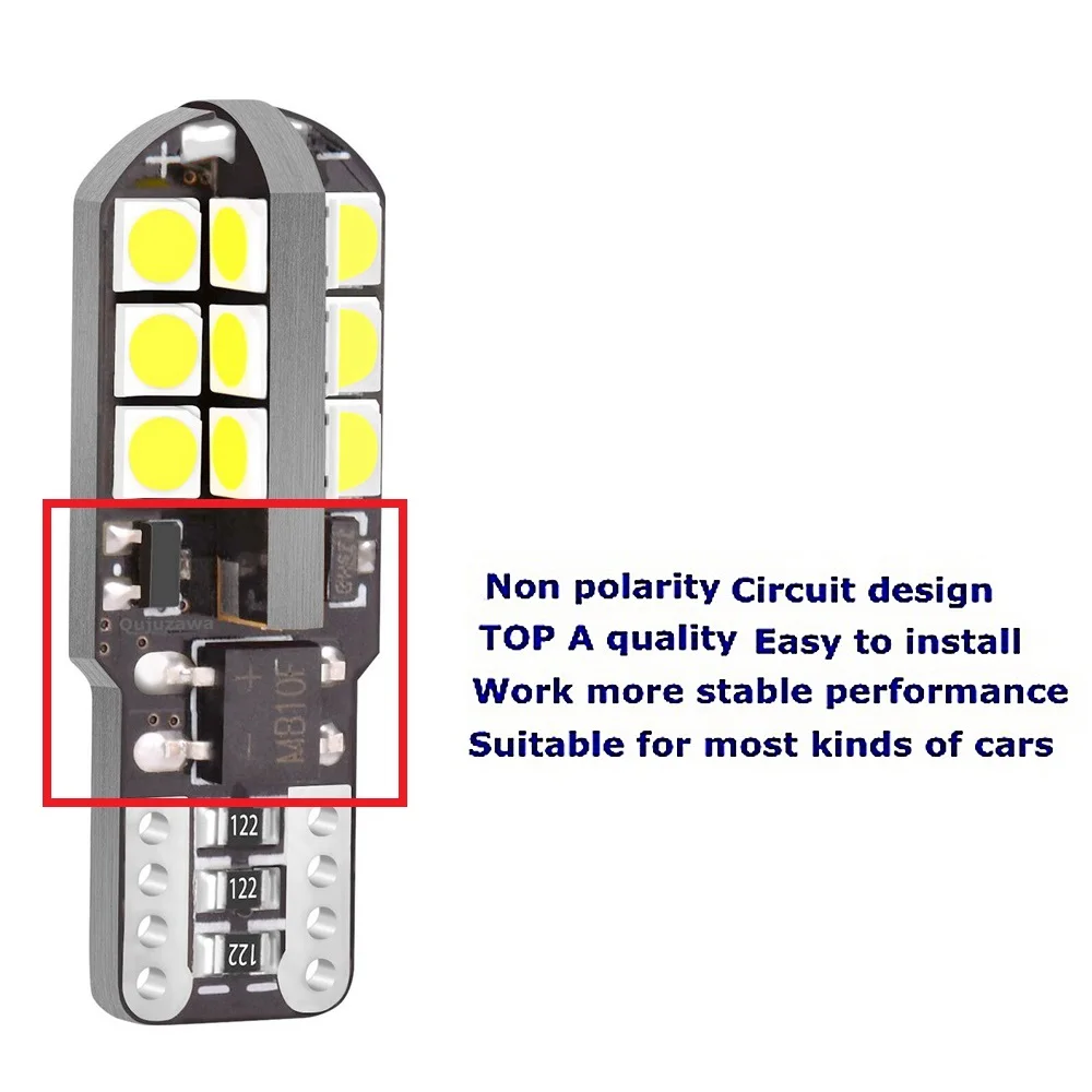 10PCS W5W LED T10 Led 전구 WY5W 슈퍼 밝은 3030 칩 자동차 주차 조명 Canbus 오류 무료 자동 인테리어 독서 돔 램프 12V