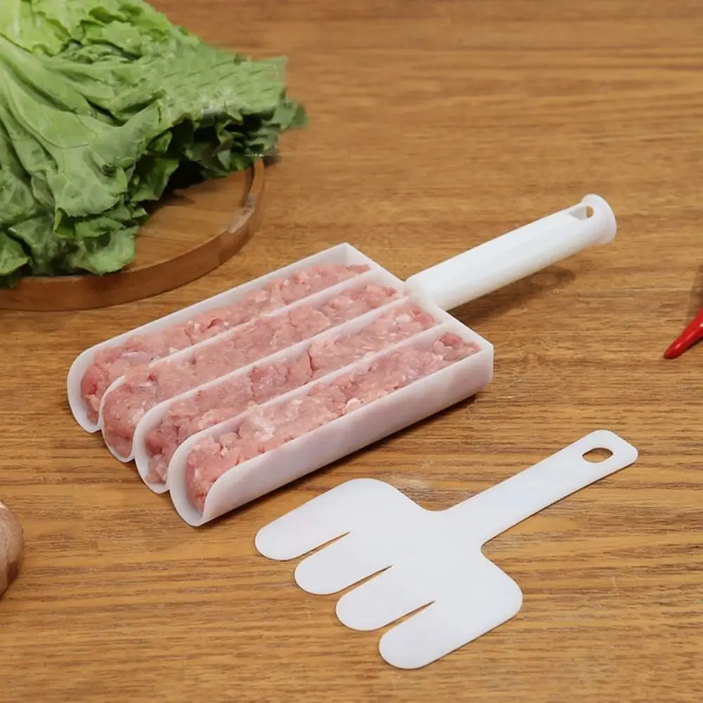 Food-grade PP Meatball Maker Pushing None-Stick Meat Baller Spoon 4 Meatballs at 1 Time with Cutting Spade Meatball Making Tools meat ball maker
