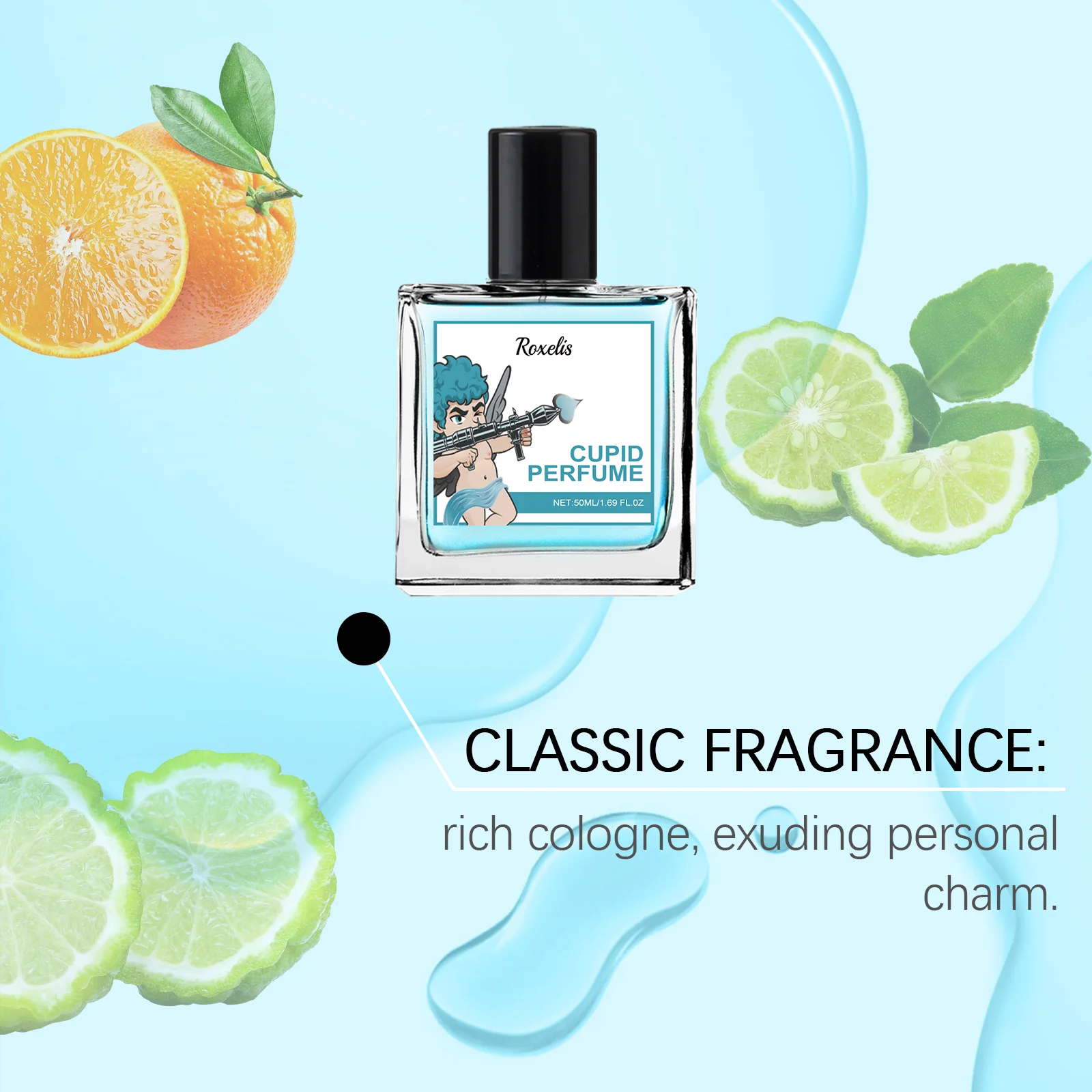 Roxelis 50ml Cupid Glamour Perfume Men Pheromone Fragrance Long Lasting Gentlemen Festival Couple Gifts Cologne Charming Perfume