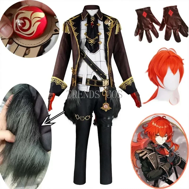 

Game Impact Diluc Ragnvindr Cosplay Costumes Wig New Arrival Character Outfit Unisex Comic Roleplaying Diluc Outfit
