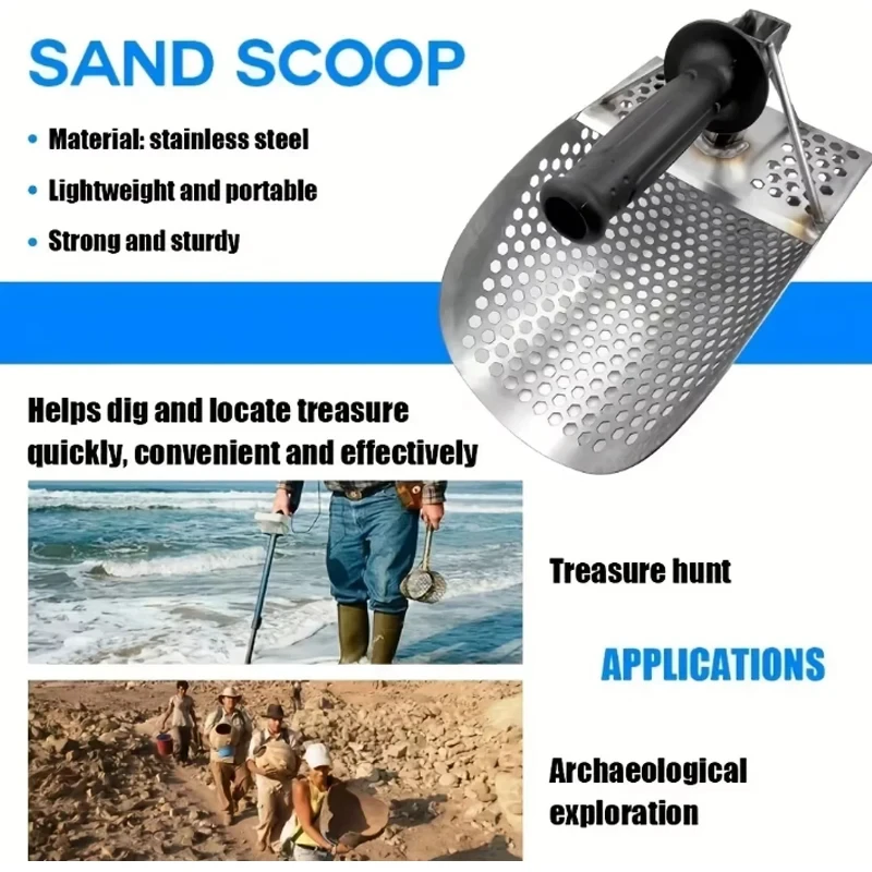 Beach Sand Scoop Metal Detecting Hunting Tool Detector Stainless Steel Hexahedron Holes Sand Scoop