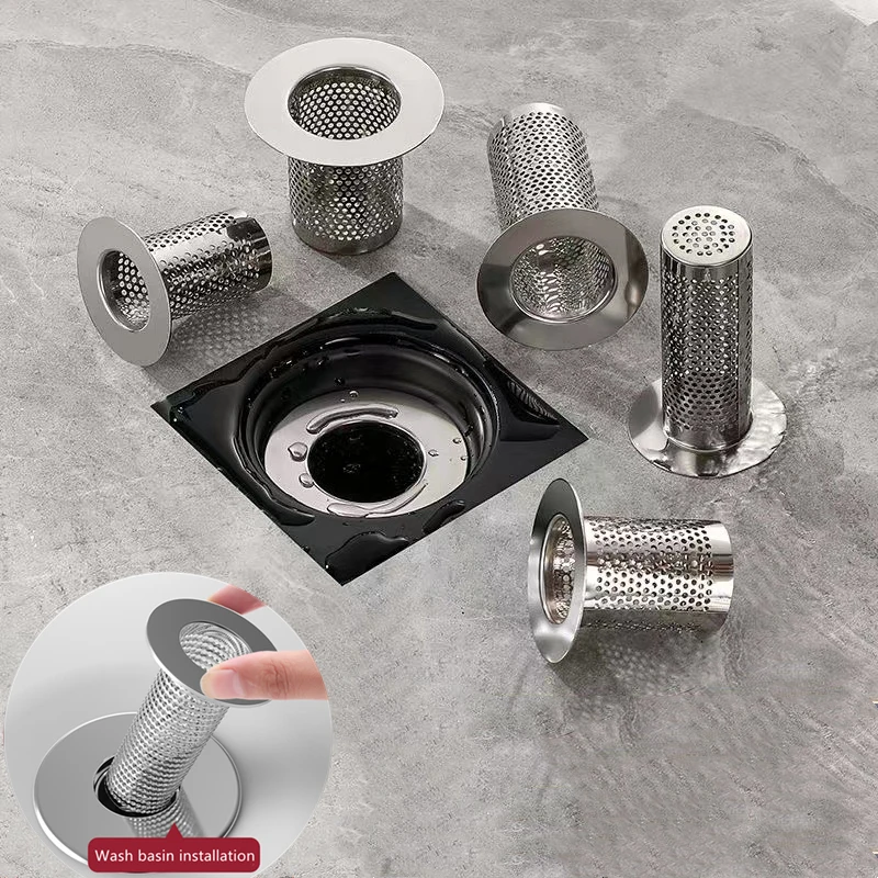 Stainless Steel Sink Drains Filter Bathroom Floor Drain Filter Kitchen Sink Anti-clog Hair Catcher Bathroom Facilities floor drain filter shower sink strainer