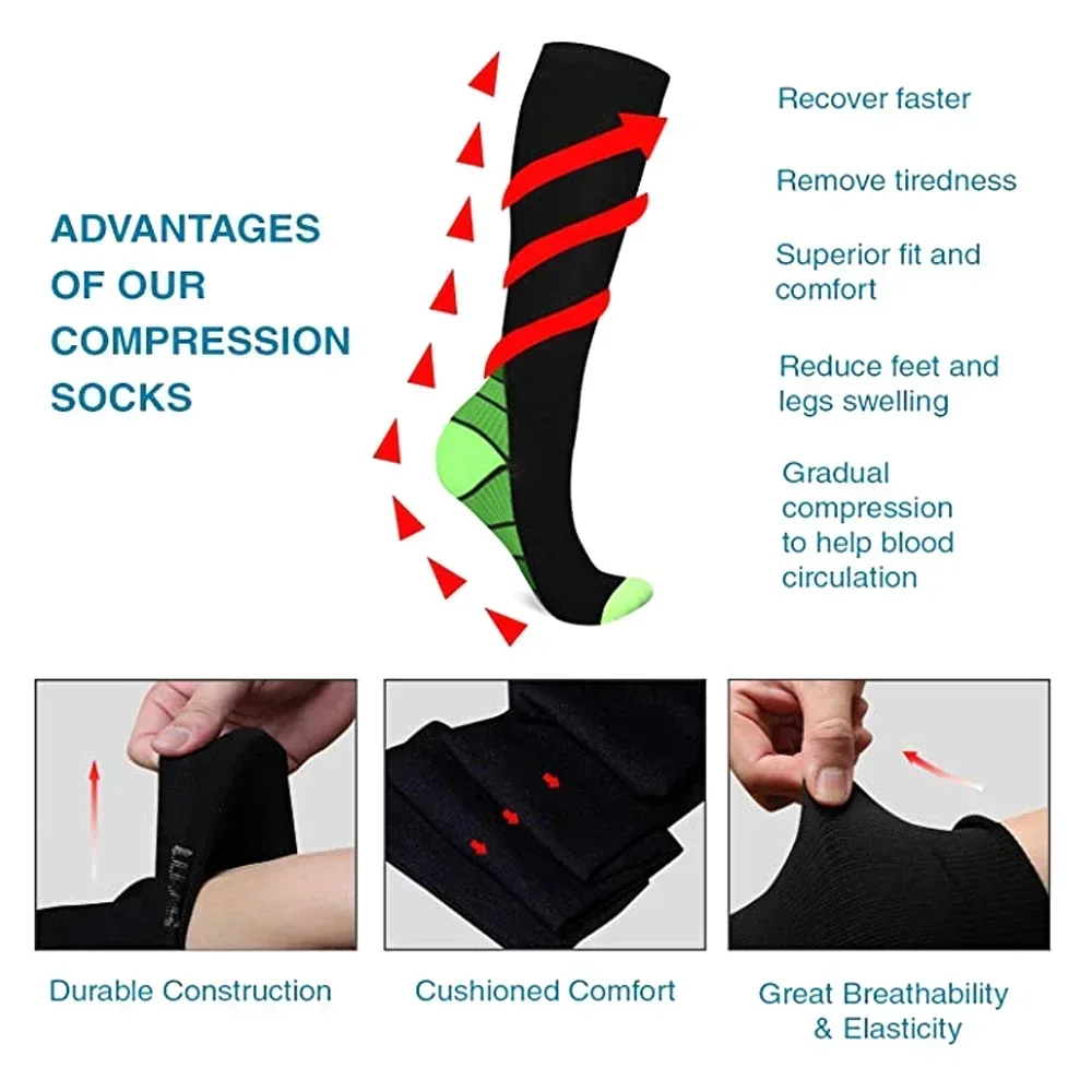 1Pair Compression Socks Men Women 20-30 mmHg