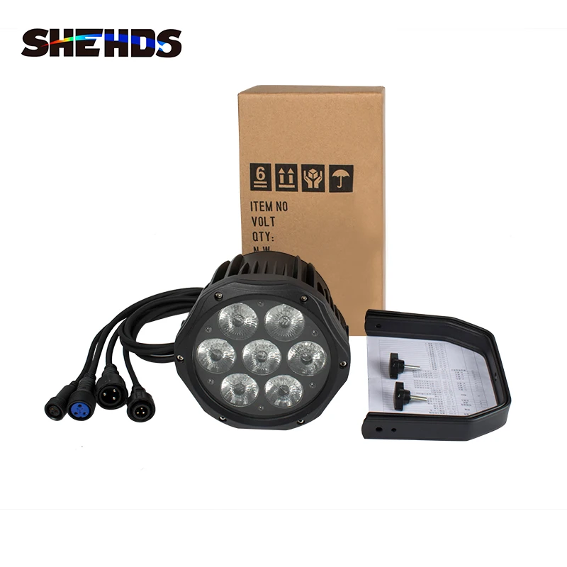 SHEHDS LED 7x18W RGBWA UV Par Light With DMX512 IN/OUT And Power IN