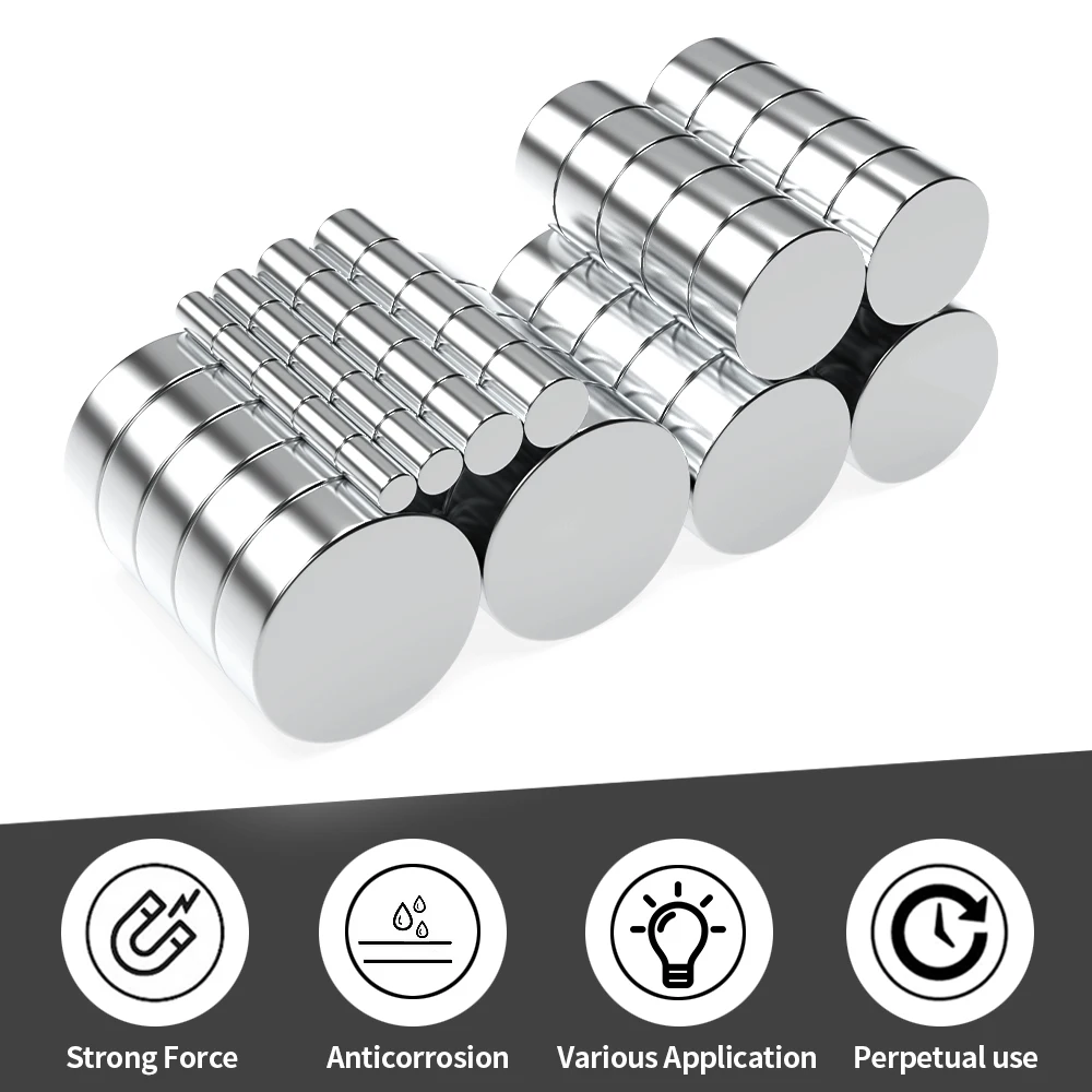 N35 Superstarker Neodym-Magnet, rund, NdfeB, leistungsstark, permanent magnetisch, Imanes-Kühlschrankmagnete, 5 x 10, 10 x 10, 20 x 10, 30 x 10 mm – Detail 4