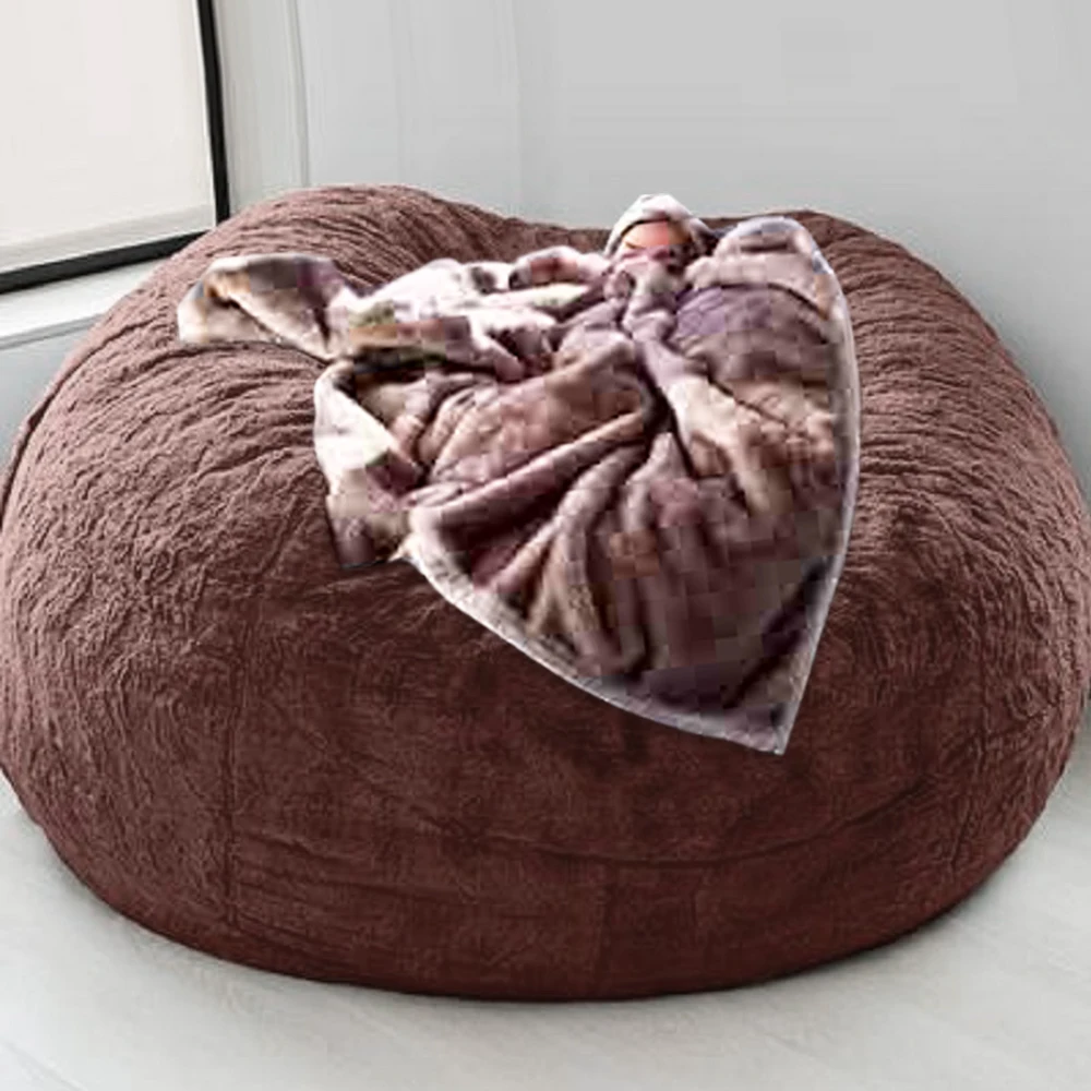 OTAUTAU 4ft King Size Fluffy Warm Cashmere Bean Bag Sofa Pouf with