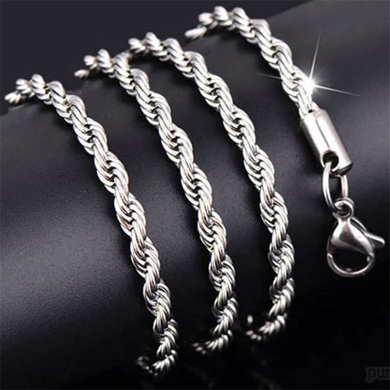 Collier en ULtorsadée en argent regardé 925 pour hommes et femmes, bijoux de charme de mariage, mode, 16 ", 18", 20 ", 22/24", 4mm 1