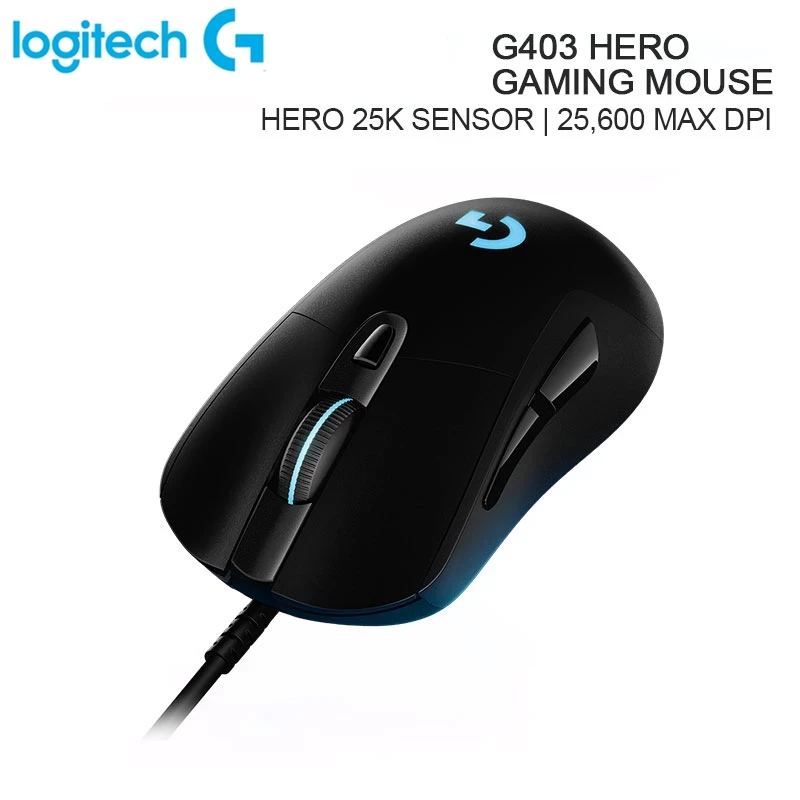 

Мышь Logitech G403 Hero Проводная игровая с подсветкой, макс. DPI 25, сенсор 600, регулируемая мышь HERO 25K с поддержкой Windows и macOS