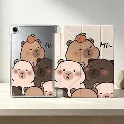 Cartoon Capybara Soft Tablet Case - Fun and Foldable Design for Galaxy Tab S8 (142PTTA3801PTT)