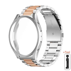 Stainless Steel Bracelet with Metal Strap and TPU Cover for Watch 6 Classic 43mm (Silver RG - Tool)