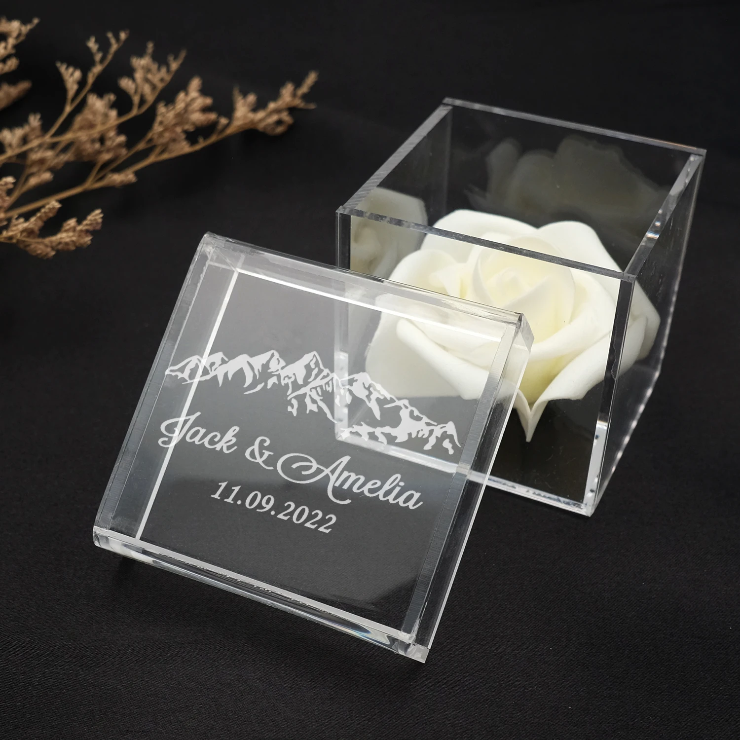 

Clear Acrylic Wedding Rings Box Personalised Wedding Ring Box Custom Engagement Ring Holder Ring Pillow Proposal Wedding Gift
