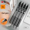 M&G 0.5mm 4pcs Black Push Action Gel Pen 7-Layer Ink Control Ultra Smooth More Stable Needle Tip Cone Ink Signature Pen 2