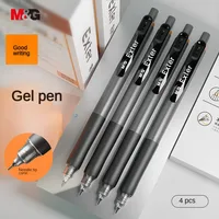 M&G 0.5mm 4pcs Black Push Action Gel Pen 7-Layer Ink Control Ultra Smooth More Stable Needle Tip Cone Ink Signature Pen 2