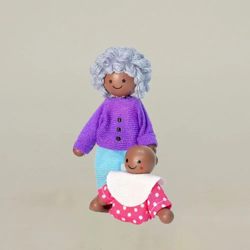 8pcs/set Simulation Wooden Furniture Miniature Story-telling Figures Mini Wood Family Miniature People Characters