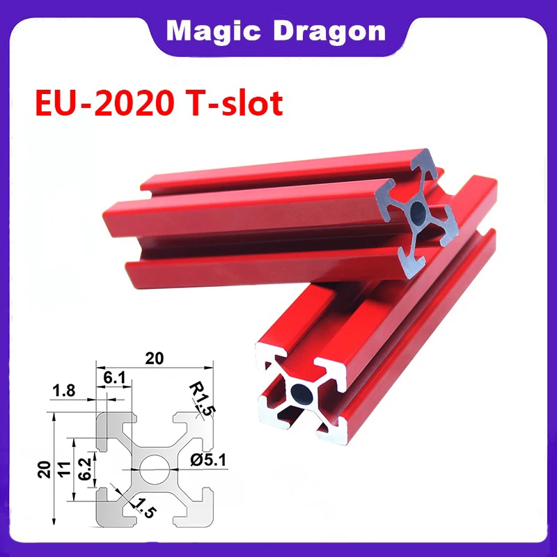 4PCS20202020N12020N22020N32020RT-SlotEURossoProfiloInAlluminioEstrusioneGuidaLineareperStampante3DCNCoTelaioDispositivo