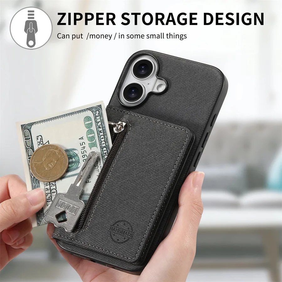 Leather Zipper Wallet Case Cover