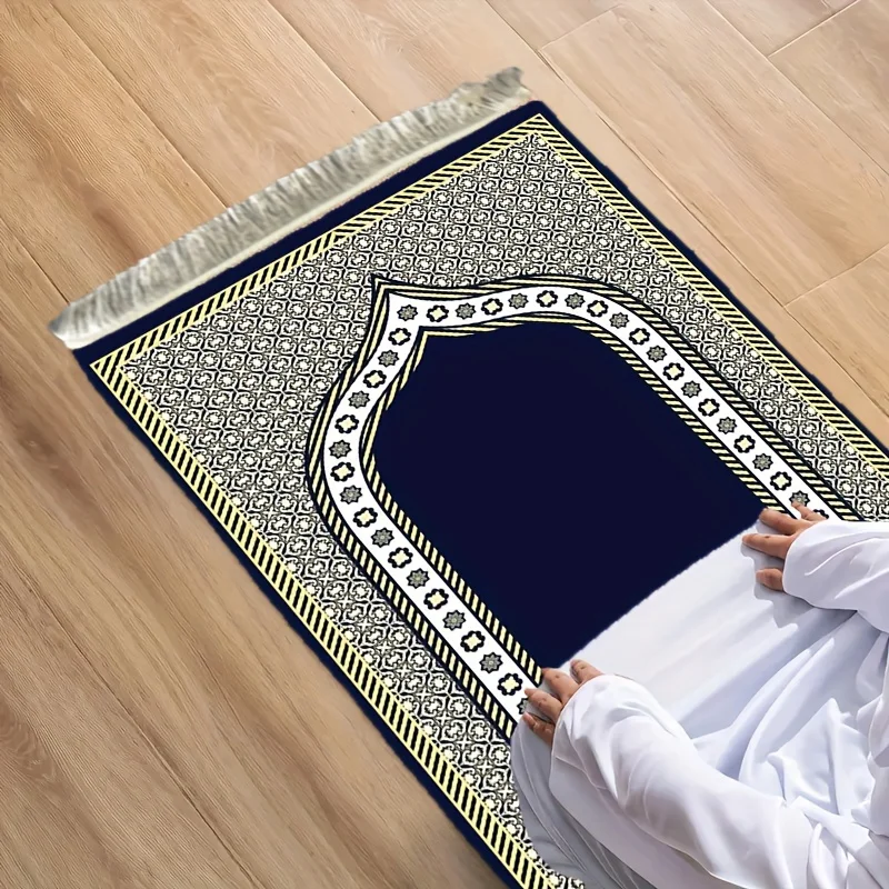 비카마 기하학적 태슬 장식 예배 카펫 클래식 라이트 럭셔리 이슬람 예배 매트 가정용 미끄럼 방지 및 내마모성 기도 매트