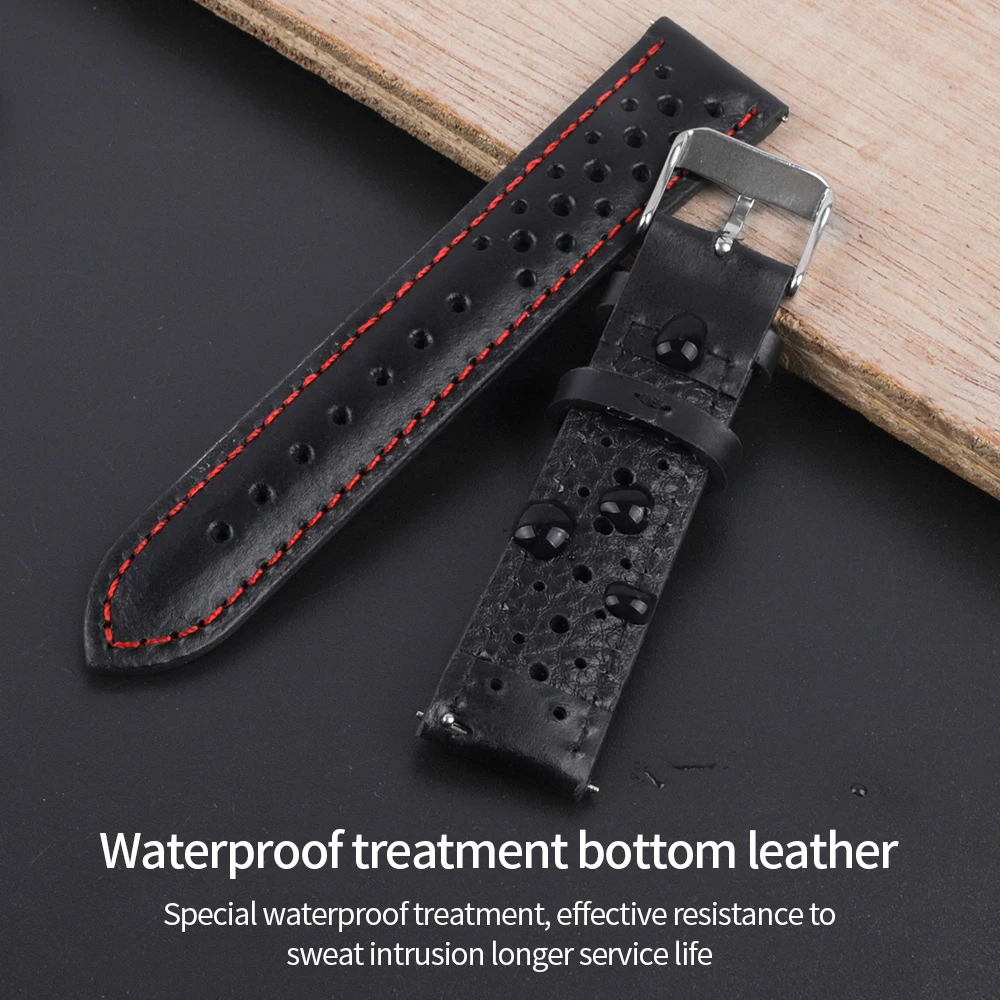 Genuine Leather Watch Band Strap Porous 18mm 19mm 20mm 21mm