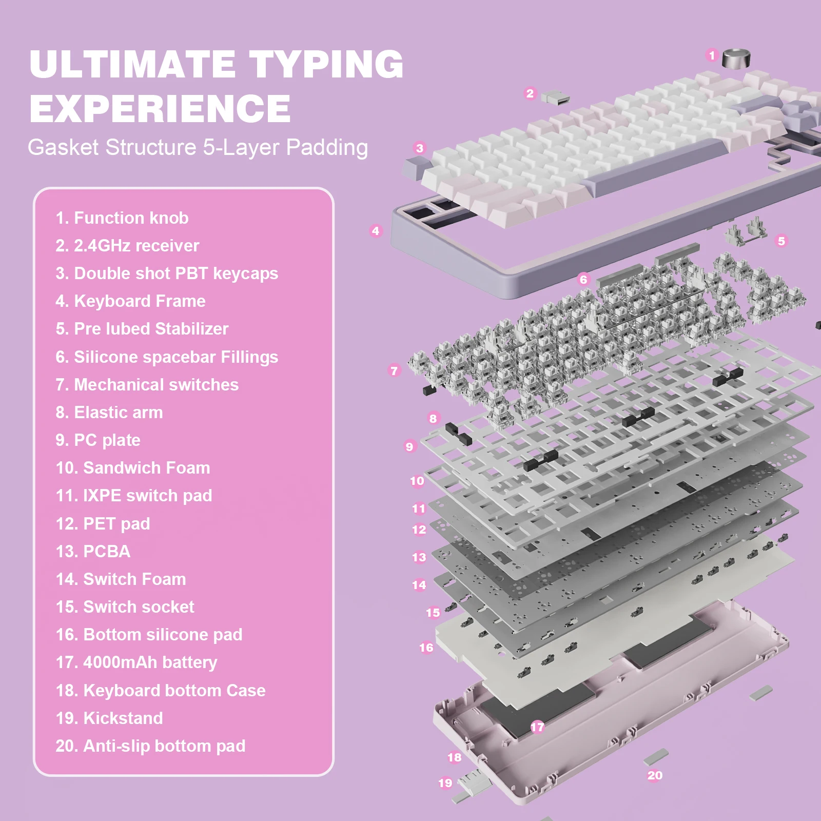 YUNZII ゲーミングキーボード　B75 PRO 75% Amazon.com: YUNZII B75 PRO Wireless Mechanical Keyboard,75