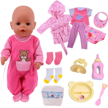 Ubrania dla lalki akcesoria lalka dla noworodka pieluchy zastawa stołowa butelki na mleko skarpetki pasuje 43cm Baby Doll i American 18 Cal Girl Doll tanie i dobre opinie MATERNITY W wieku 0-6m 7-12m 13-24m 25-36m 4-6y 7-12y 12 + y 18 + Tkanina CN (pochodzenie) 18Inch Baby 43Cm Girl Unisex