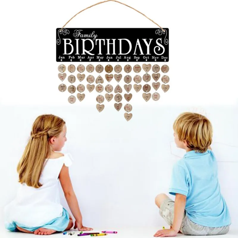 Wooden Calendar Hanging Tags for Birthday Parties Home Decoration Creative Handmade Calendar Crafts and Hanging Orna