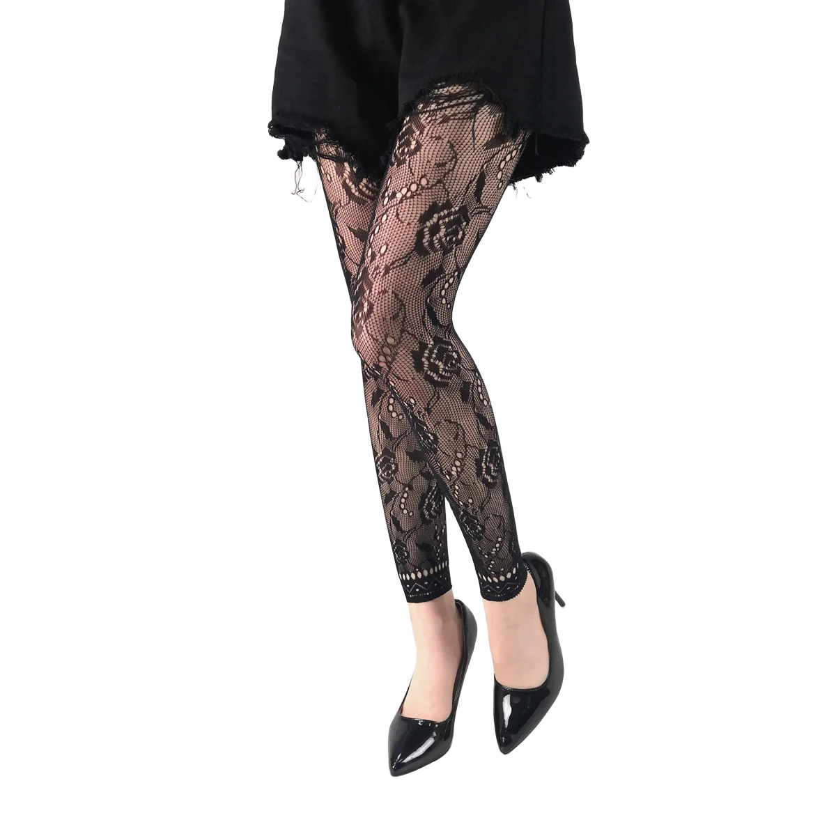 Damen-Strumpfhose, schwarz, sexy, gemustert, hohe Taille, Netzstrumpfhose, Mädchen-Leggings, florale Dessous-Strümpfe für 40–75 kg, 150–170 cm – Detail 7